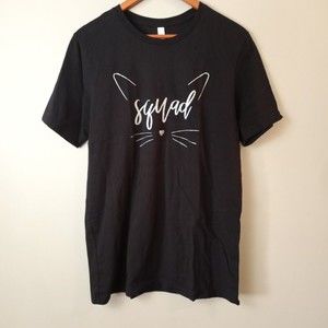 Bella + Canvas T-Shirt Womens Size Large Black Kitten Squad Graphic Cat Comfy